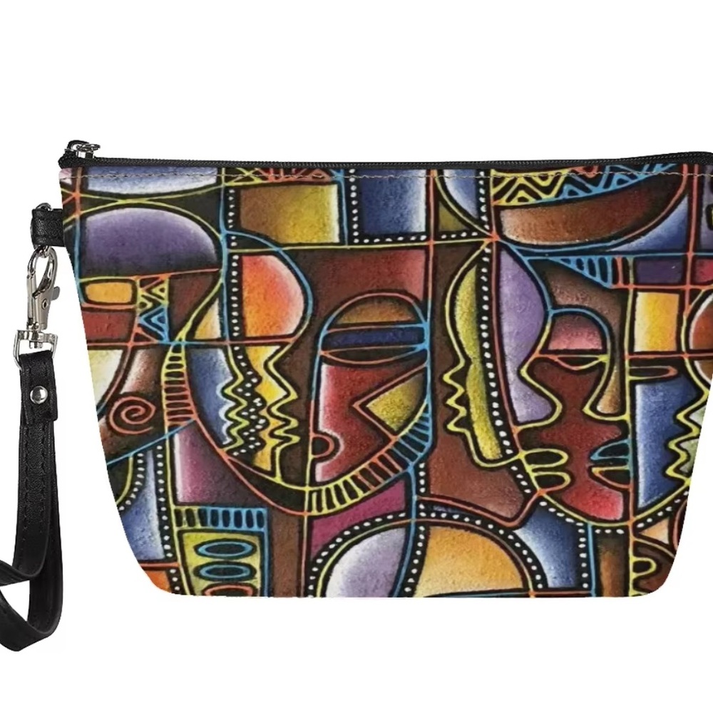 Aneka Brown Designs Multicolor Abstract New Vegan Leather Clutch